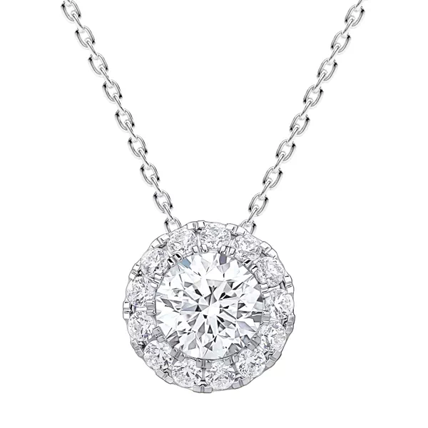 Round Lab Diamond Halo Necklace
